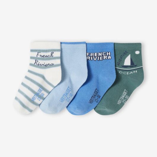 Pack of 4 Pairs of Socks for Boys sky blue