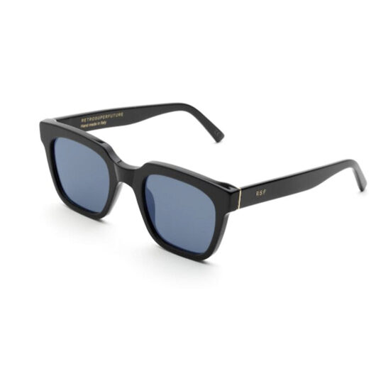 Retrosuperfuture Unisex 3AK Right Azure Sunglasses Acetate Black Sky blue Squat Normal