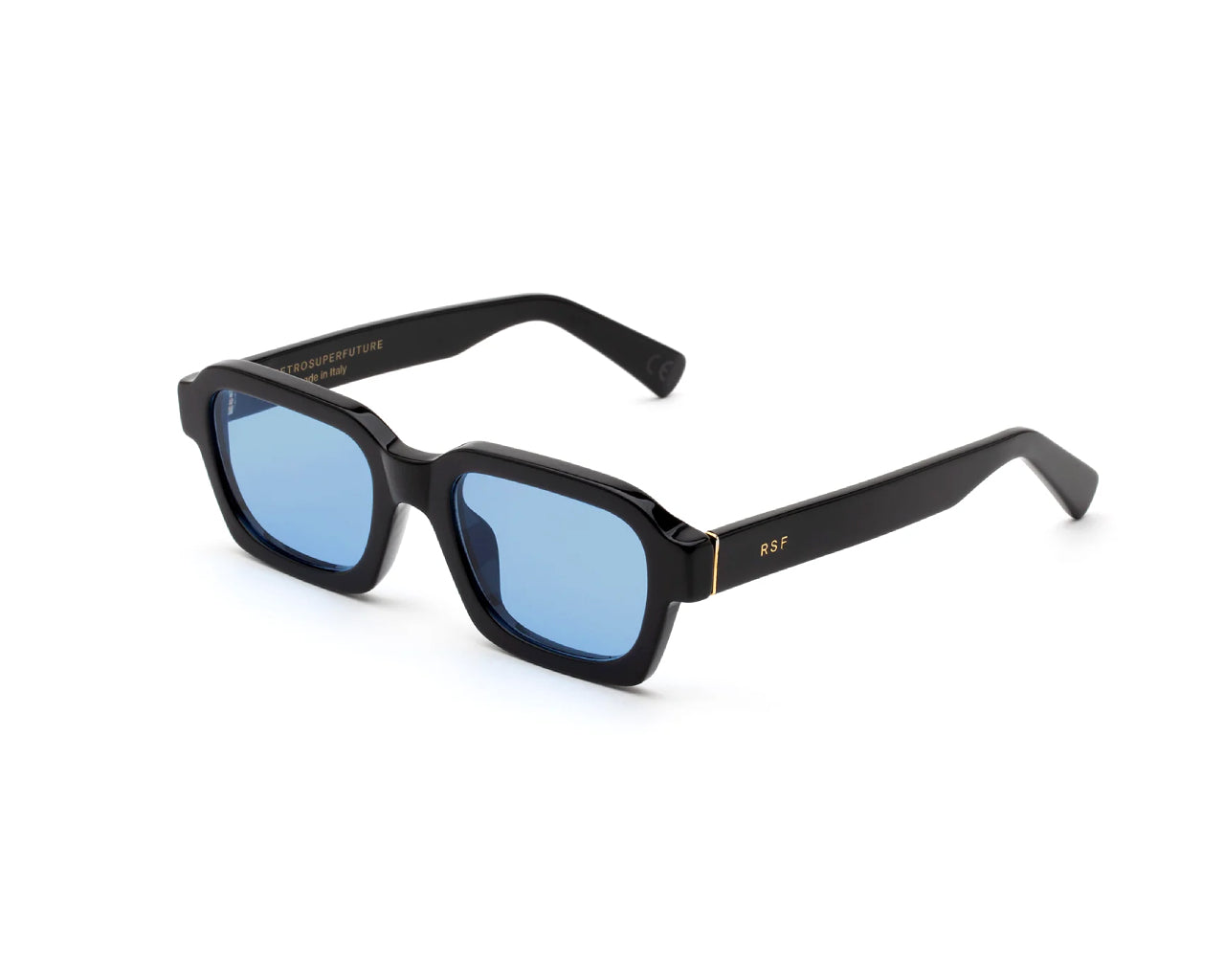 Retrosuperfuture Unisex Foe dear azure Sunglasses Acetate Black Light blue Squared