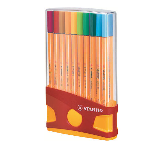 STABILO point 88 - fineliner - black, red, blue, green, yellow, orange, brown, violet, pink, turquoise, crimson, ultramarine, apricot, pine green, lilac, apple green, dark grey, dark ochre, azure, nightblue (pack of 20)