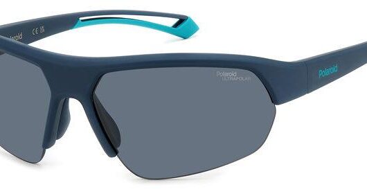 Polaroid Unisex PLD 7048/S ZX9/E3 Sunglasses Plastic Blue Grey Geometric Polarized