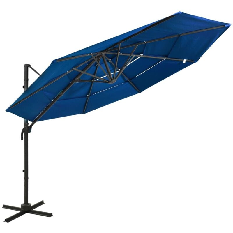 4-Tier Garden Parasol,Outdoor Parasol with Aluminium Pole Azure Blue 3x3 m VSVS372320