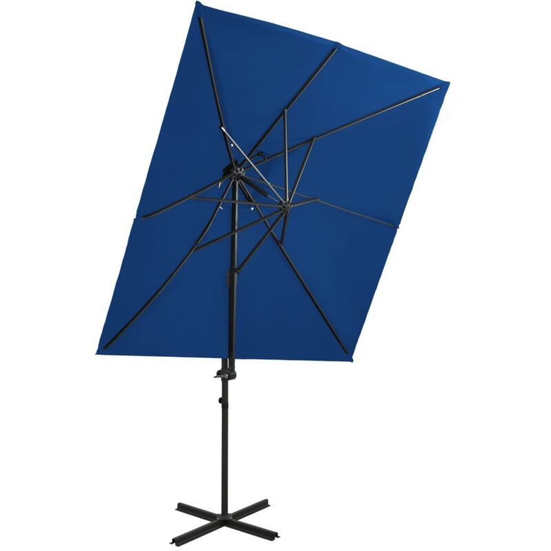 Cantilever Garden Parasol,Outdoor Parasol with Double Top Azure Blue 250x250 cm VSVS296786