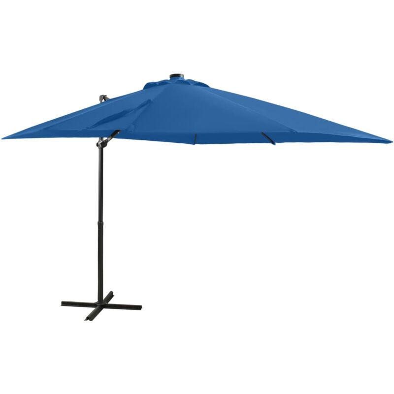 Cantilever Garden Parasol,Outdoor Parasol with Pole and led Lights Azure Blue 250 cm VSVS517256