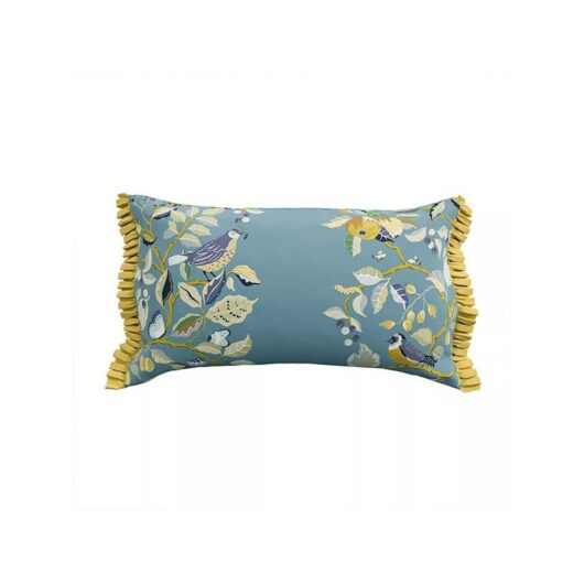 For National Trust Kingfisher & Iris Cushion 30X50cm Azure - Sanderson